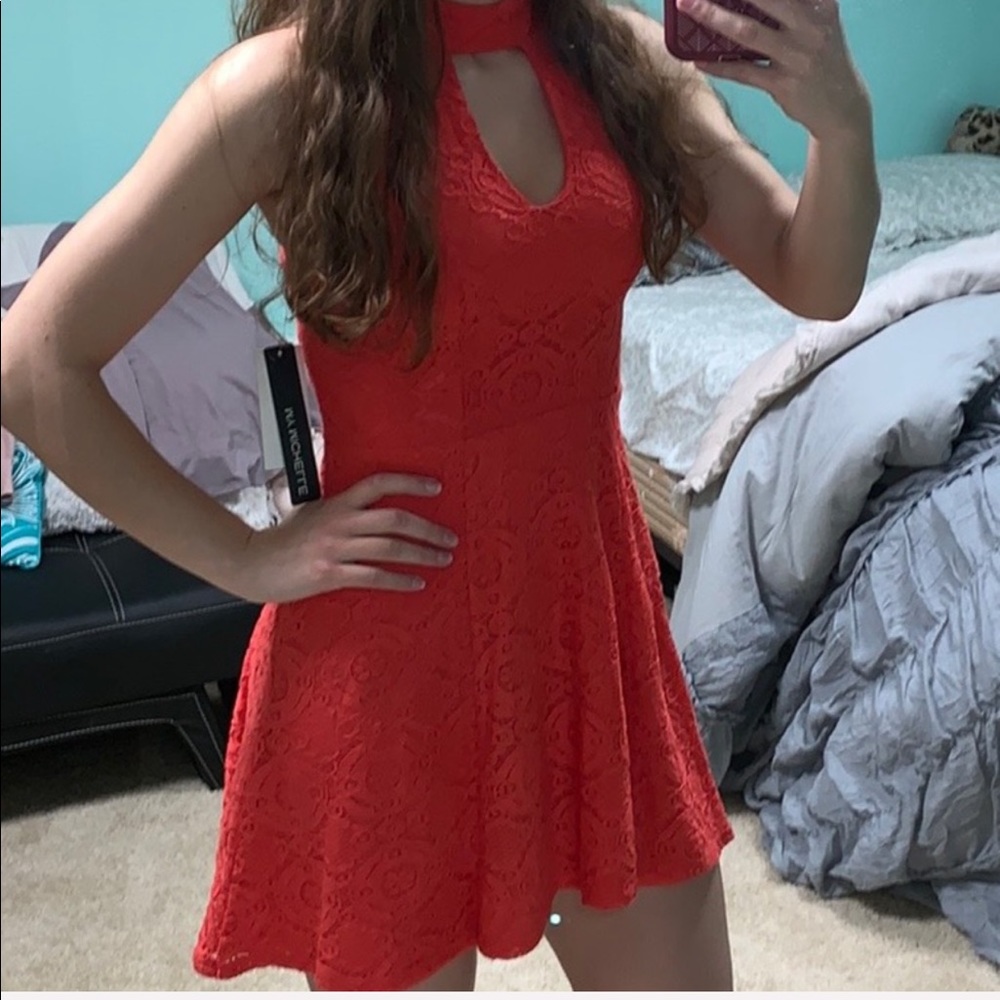 Donated NWT [My Michelle] Coral Lace Keyhole Dress